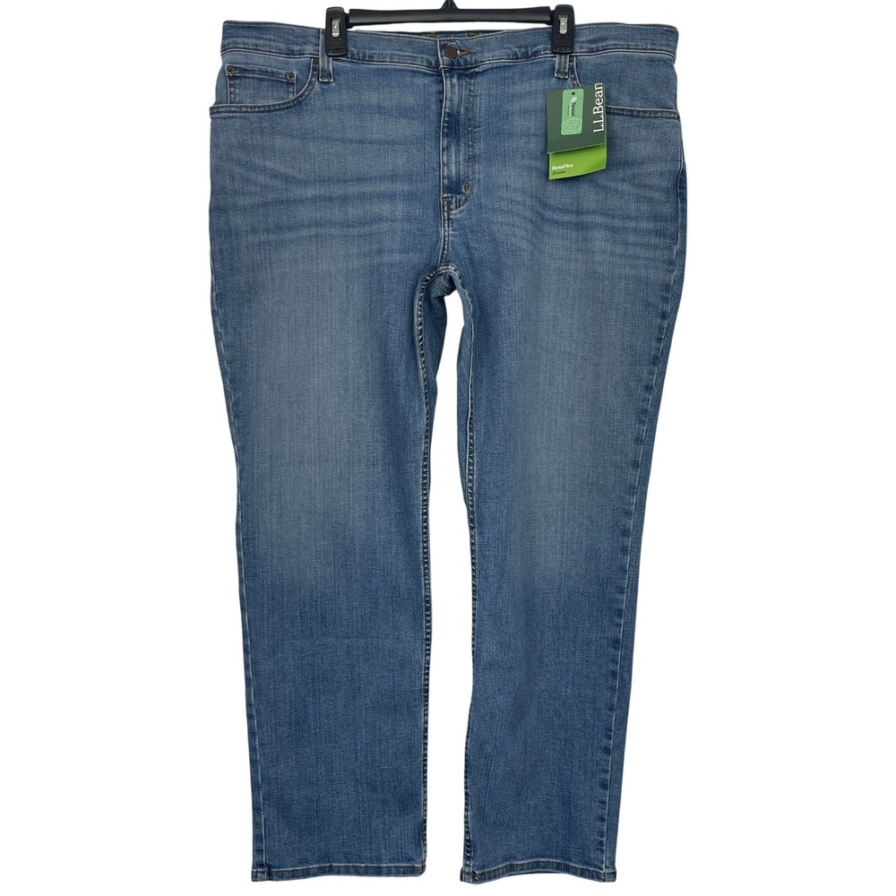 NEW LL Bean BeanFlex Standard Fit Jeans Mens 44x30 Medium Wash Denim Blue 507485